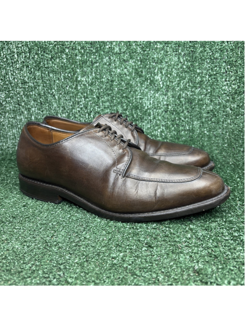 Allen Edmonds Delray Split Toe Brown Leather Dress Shoes Mens Size 7.5 3E WIDE